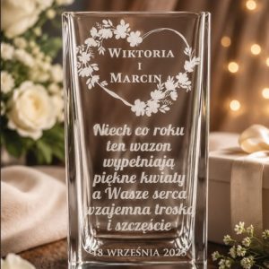 Pamiątka Ślubu- wazon z grawerem